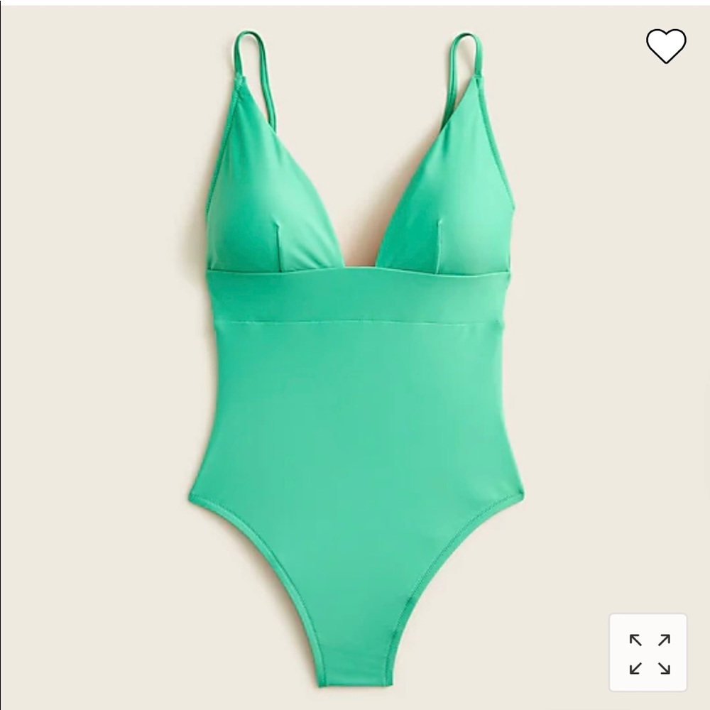 J.crew plunge one-piece in classic green NWT